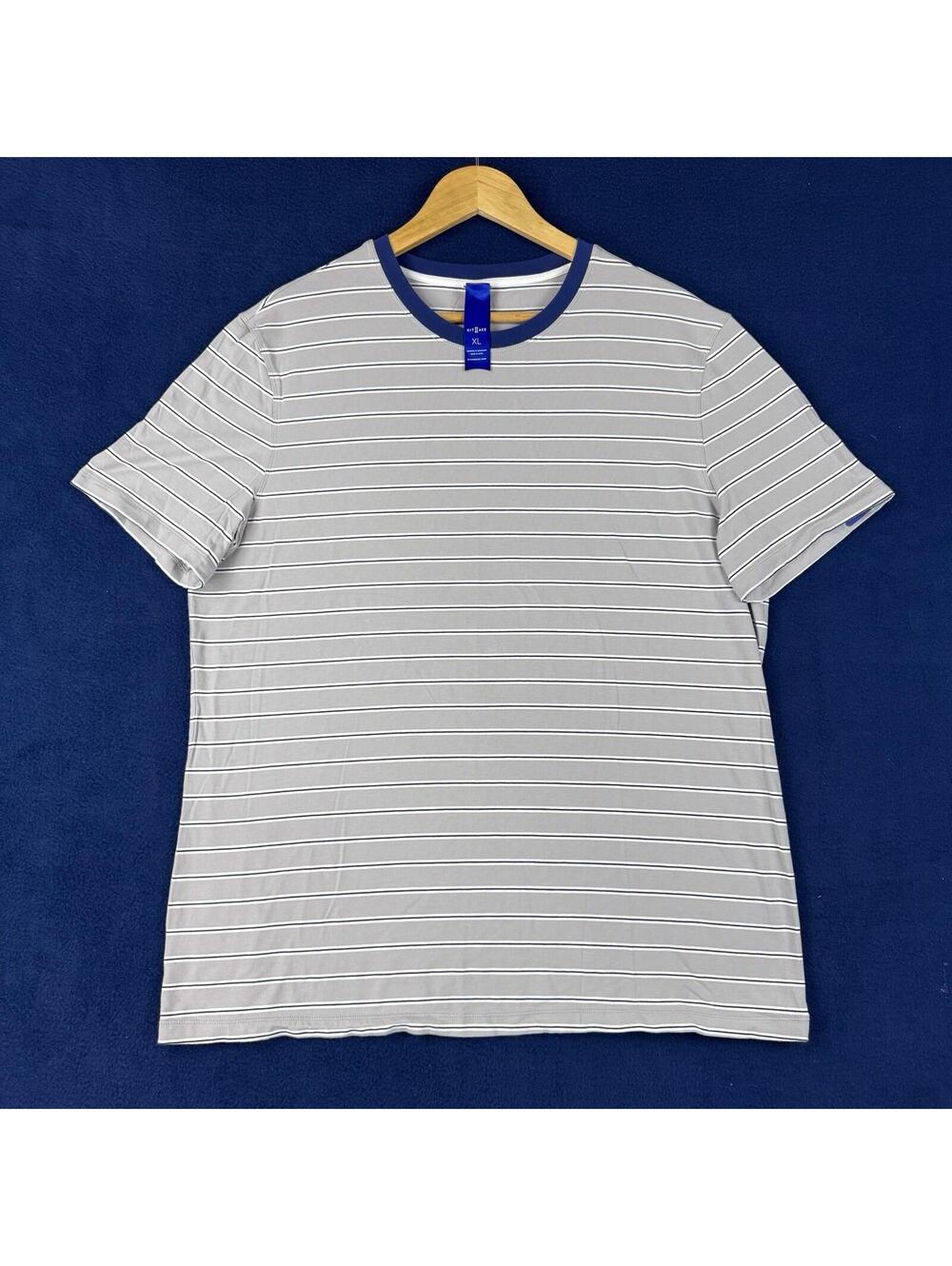 Kit and Ace Striped T- Shirt Men size XL Gray Blue Stretch Minimalist Modal Soft